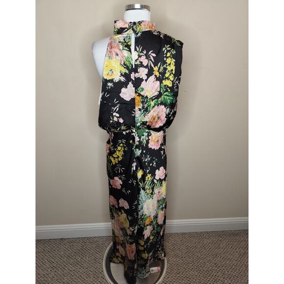 Petal & Pup Anabelle Satin Floral Maxi Dress Funnel Neck - Picture 8 of 12